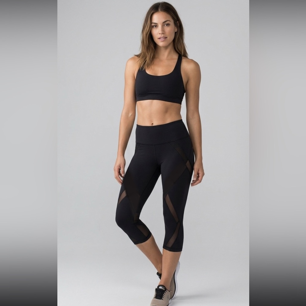 Lululemon Cool to Street Crop Black With Mesh Panels 2
